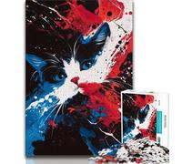 Jigsaws Puzzles 1000 Pieces for Adults Gifts Fantasy Art Cat,Stress Reliever Staycation Kill Time Enhance Love between Couples 38x26cm