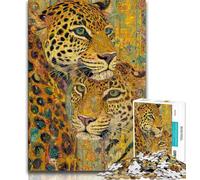 Jigsaws Puzzles 1000 Pieces for Adults Gifts Fantasy Leopard Puzzles for Adults,Family Entertainment Toys with Matching Poster And Trivia Sheet 38x26cm