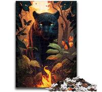 Jigsaws Puzzles 1000 Pieces for Adults Gifts Fiery Black Panther Challenging Game And Family Play Educational Game for Birthday, Chrismas 50x75cm