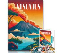 Jigsaws Puzzles 1000 Pieces for Adults Gifts Fiery Vesuvius,Vibrant And Unique Design Relaxing & Challenging Puzzle Experience (38x26cm)