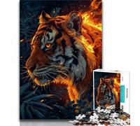 Jigsaws Puzzles 1000 Pieces for Adults Gifts Flame Tiger,Family Game Stress Reliever Difficult Challenge Enhance Love between Couples (75x50cm)