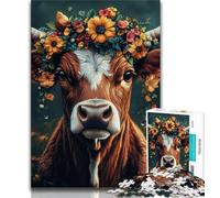 Jigsaws Puzzles 1000 Pieces for Adults Gifts Flower Cow Adult Jigsaw,Learning Educational Toys Family Games Unique Birthday And Gifts (size 75x50cm)