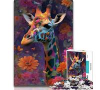 Jigsaws Puzzles 1000 Pieces for Adults Gifts Flower Giraffe,Family Game Stress Reliever Difficult Challenge Enhance Love between Couples (75x50cm)