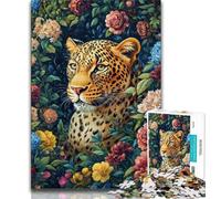 Jigsaws Puzzles 1000 Pieces for Adults Gifts Flower Leopard,Stress Reliever Staycation Kill Time with Matching Poster And Trivia Sheet 38x52cm