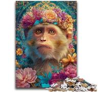 Jigsaws Puzzles 1000 Pieces for Adults Gifts Flower Monkey for Age 14+ Challenging To Complete But Fun And Humorous Great Gifts And Toys 50x75cm