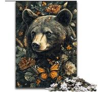 Jigsaws Puzzles 1000 Pieces for Adults Gifts Flowers Butterfly Brown Bear, Family Game Stress Reliever Difficult Challenge A Work of Art for Ages 14+ (Size 26x38cm)
