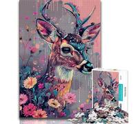 Jigsaws Puzzles 1000 Pieces for Adults Gifts Flowers Sika Deer 1000 Pieces for Teenagers,Perfect for Game Nights, Colorful Toy for Home Gift 75x50cm