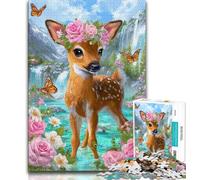 Jigsaws Puzzles 1000 Pieces for Adults Gifts Flowers Sika Deer,Family Game Stress Reliever Difficult Challenge Enhance Love between Couples (38x26cm)