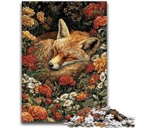 Jigsaws Puzzles 1000 Pieces for Adults Gifts Fox Sleeping in The Flowers 1000 Pieces for Teenagers,Fun Games Every Piece Is Unique - Challenging Family Fun Game (50x75cm)