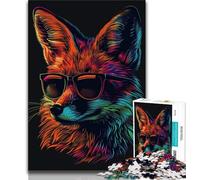 Jigsaws Puzzles 1000 Pieces for Adults Gifts Fox with Sunglasses 1000 Pieces for Teenagers,Secret Santa Gifts for Age 14 Years Up 26x38cm
