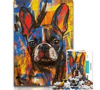 Jigsaws Puzzles 1000 Pieces for Adults Gifts French Bulldog Oil Painting,Decompressing Intellectual Educational Toy Birthday Present,Gifts (75x50cm)