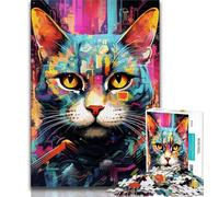 Jigsaws Puzzles 1000 Pieces for Adults Gifts Futuristic Cat Jigsaw,Stress Reliever Staycation Kill Time Home Decoration Toys (size 38x26cm)