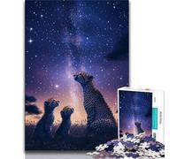 Jigsaws Puzzles 1000 Pieces for Adults Gifts Galaxy Cheetah,Stress Reliever Staycation Kill Time with Matching Poster And Trivia Sheet (38x26cm)