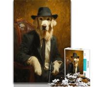 Jigsaws Puzzles 1000 Pieces for Adults Gifts Gentleman Golden Retriever,Vibrant And Unique Design Relaxing & Challenging Puzzle Experience 38X26CM