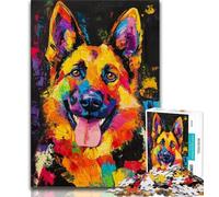 Jigsaws Puzzles 1000 Pieces for Adults Gifts German Shepherd 1000 Piece Jigsaw,Stress Reliever Difficult Challenge Suitable for Desktop Decoration (size 38x26cm)