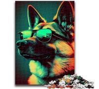 Jigsaws Puzzles 1000 Pieces for Adults Gifts German Shepherd Retro Educational Games Home Decoration Educational Game for Birthday, Chrismas 38x26cm