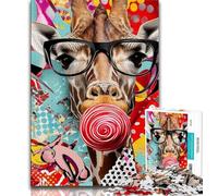 Jigsaws Puzzles 1000 Pieces for Adults Gifts Giraffe Graffiti Teenager Puzzles,Perfect for Game Nights, Colorful Toy for Home Gift 38x26cm