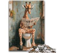 Jigsaws Puzzles 1000 Pieces for Adults Gifts Giraffe on The Toilet Adult Jigsaw,Decompressing Intellectual Educational Toy Perfect Decoration (38x26cm)