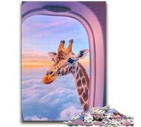 Jigsaws Puzzles 1000 Pieces for Adults Gifts Giraffe Outside The Airplane Window Stress Reliever Staycation Kill Time Wishlist with Santa Claus 38x26cm