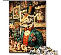 Jigsaws Puzzles 1000 Pieces for Adults Gifts Giraffes Playing Chess, Learning Educational for Is Ideal As A Gift for The Whole Family (Size 50x75cm)