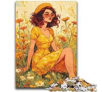 Jigsaws Puzzles 1000 Pieces for Adults Gifts Girl in Wildflowers Summer 1000 Pieces for Teenagers,for Educational Game Challenge Toy Birthday Present, Gifts, Wall Art (50x75cm)