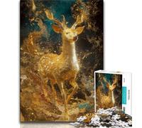 Jigsaws Puzzles 1000 Pieces for Adults Gifts Golden Animal Deer,Educational Family Game Wall Decoration Unique Birthday And Xmas Gifts 75x50cm