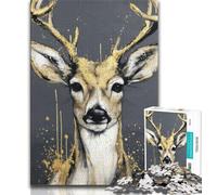 Jigsaws Puzzles 1000 Pieces for Adults Gifts Golden Deer 1000 Pieces for Teenagers,with Matching Poster And Trivia Sheet for Ages 14+ 38x26cm