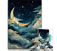 Jigsaws Puzzles 1000 Pieces for Adults Gifts Golden Moon,Family Game Stress Reliever Difficult Challenge Enhance Love between Couples (38x26cm)