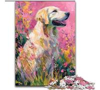 Jigsaws Puzzles 1000 Pieces for Adults Gifts Golden Retriever in The Flowers, for 14+ For Family Fun & Game Night Artists' Collection, Fine Arts (Size 26x38cm)