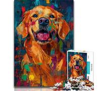 Jigsaws Puzzles 1000 Pieces for Adults Gifts Golden Retriever Oil Painting Jigsaw,Vibrant And Unique Design Relaxing & Challenging Puzzle Experience 38x26cm
