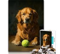 Jigsaws Puzzles 1000 Pieces for Adults Gifts Golden Retriever Playing Tennis Teenager Puzzles,Quiz Game Wall Decoration Unique Birthday And Xmas Gifts 26x38cm