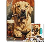 Jigsaws Puzzles 1000 Pieces for Adults Gifts Golden Retriever Smoking 1000 Pieces for Teenagers,Secret Santa Gifts for Age 14 Years Up 75x50cm