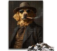 Jigsaws Puzzles 1000 Pieces for Adults Gifts Golden Retriever Smoking Educational Stress Relief Toy Gifts for Friends And Family 26x38cm