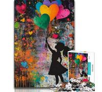 Jigsaws Puzzles 1000 Pieces for Adults Gifts Graffiti Girl Balloon,Educational Games Home Decoration Unique Home Decor And Gifts (38x26cm)