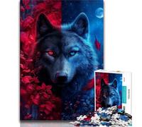 Jigsaws Puzzles 1000 Pieces for Adults Gifts Gray Black Wolf 1000 Pieces for Teenagers,Secret Santa Gifts for Age 14 Years Up 75x50cm