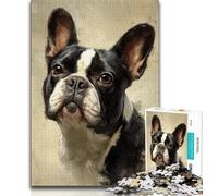 Jigsaws Puzzles 1000 Pieces for Adults Gifts Happy Bulldog,Family Game Stress Reliever Difficult Challenge Enhance Love between Couples (75x50cm)