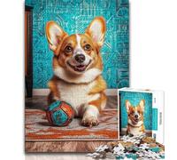 Jigsaws Puzzles 1000 Pieces for Adults Gifts Happy Corgi,Educational Games Home Decoration Unique Home Decor And Gifts (38x26cm)