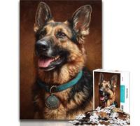 Jigsaws Puzzles 1000 Pieces for Adults Gifts Happy German Shepherd Adult Jigsaw,Challenging Game Gifts for Is Ideal As A Gift for The Whole Family (size 75x50cm)