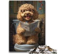 Jigsaws Puzzles 1000 Pieces for Adults Gifts Happy Goldendoodle Stress Reliever Staycation Kill Time Wishlist with Santa Claus 38x26cm