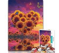 Jigsaws Puzzles 1000 Pieces for Adults Gifts Heart-shaped Sunflower 1000 Pieces for Teenagers,Fun Games Every Piece Is Unique - Challenging Family Fun Game 38x26cm