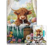 Jigsaws Puzzles 1000 Pieces for Adults Gifts Highland Cow Adult Jigsaw,Challenging Game Gifts for Is Ideal As A Gift for The Whole Family (size 75x50cm)
