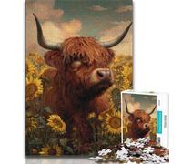 Jigsaws Puzzles 1000 Pieces for Adults Gifts Highland Cow Sunflower 1000 Pieces for Adults,for Educational Game Challenge Toy Birthday Present, Gifts, Wall Art 38x26cm