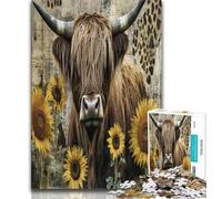 Jigsaws Puzzles 1000 Pieces for Adults Gifts Highland Cows And Sunflowers Puzzles for Teenagers,Brain Teaser - Birthday Gift for Men (size 38x26cm)