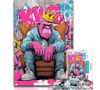 Jigsaws Puzzles 1000 Pieces for Adults Gifts Hip Hop Monkey,Help The Brain Exercise Addictive Toys to Cultivate Patience Gift For Birthdays 38x26cm