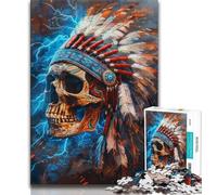 Jigsaws Puzzles 1000 Pieces for Adults Gifts Indian Skull Adult Jigsaw,Challenging Game Gifts for Is Ideal As A Gift for The Whole Family (size 75x50cm)