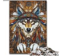 Jigsaws Puzzles 1000 Pieces for Adults Gifts Indian Wolf, Suitable for Ages 14 And Up Home Educational Games DIY Toys Artwork Gift (Size 50x75cm)