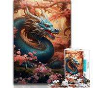 Jigsaws Puzzles 1000 Pieces for Adults Gifts Japanese Dragon Cherry Teenager Jigsaw,Staycation Kill Time with Fully Interlocking Randomly Shaped Pieces (size 38x26cm)