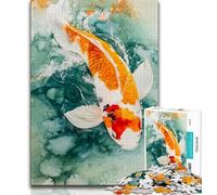 Jigsaws Puzzles 1000 Pieces for Adults Gifts Japanese Style Koi Puzzles for Adults,Learning Educational Toys Family Games Unique Birthday And Gifts (size 75x50cm)
