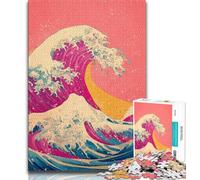 Jigsaws Puzzles 1000 Pieces for Adults Gifts Japanese Style Waves,Family Game Stress Reliever Difficult Challenge Enhance Love between Couples (38x26cm)
