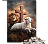 Jigsaws Puzzles 1000 Pieces for Adults Gifts Jesus Lion Sheep, for 14+ For Family Fun & Game Night Artists' Collection, Fine Arts (Size50x75cm)